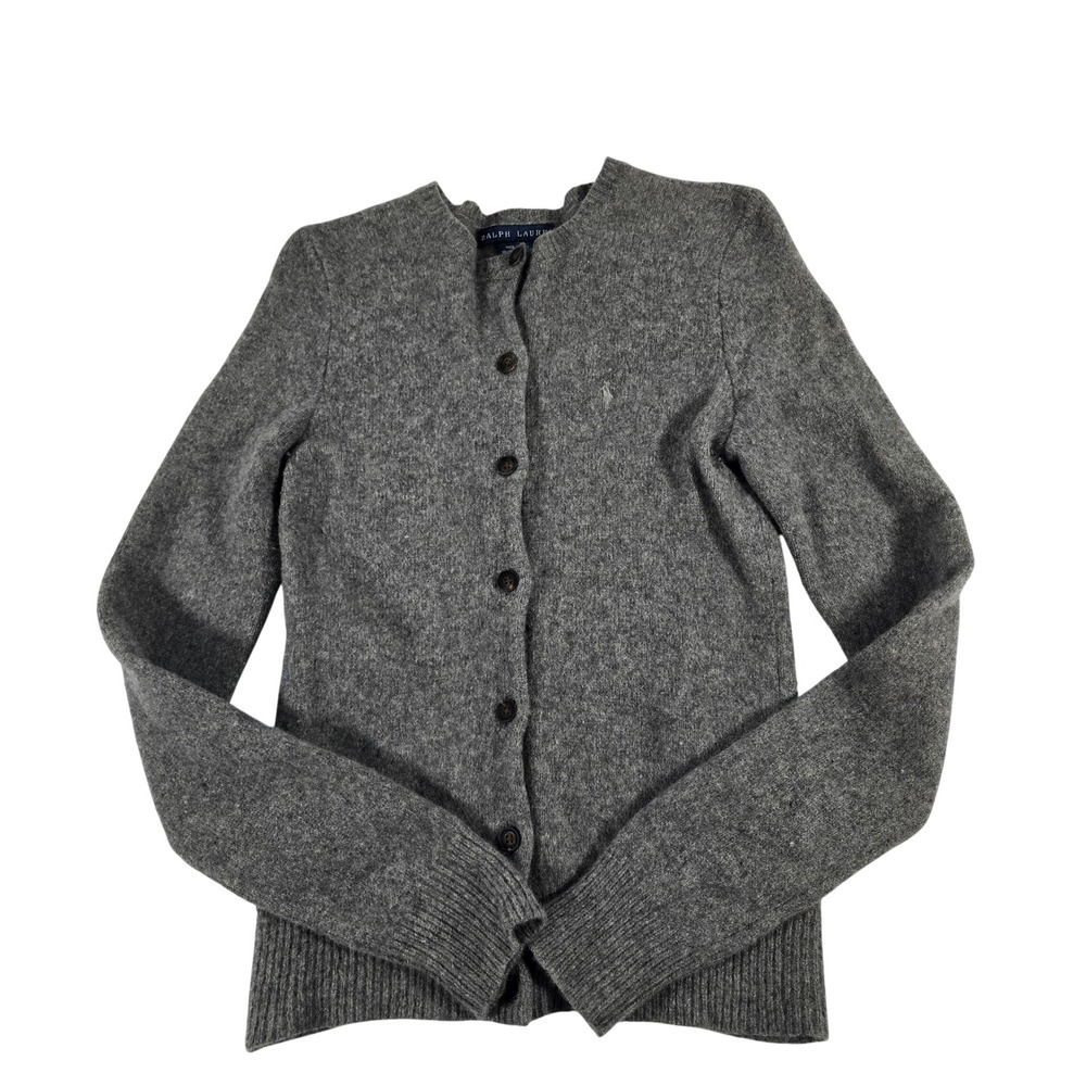 Ralph Lauren Women's Gray Button-Up Wool Cardigan
